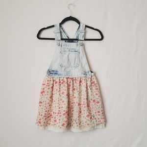 Jordache Girls Denim Jean Overall Dress Floral Lin